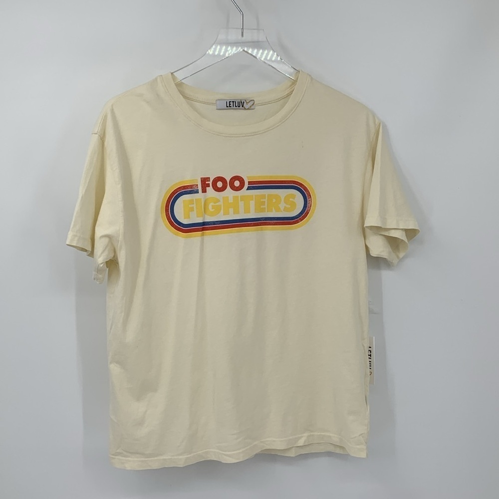 Let Luv Foo Fighters graphic tee t-shirt shirt cotton cream music red blue new S